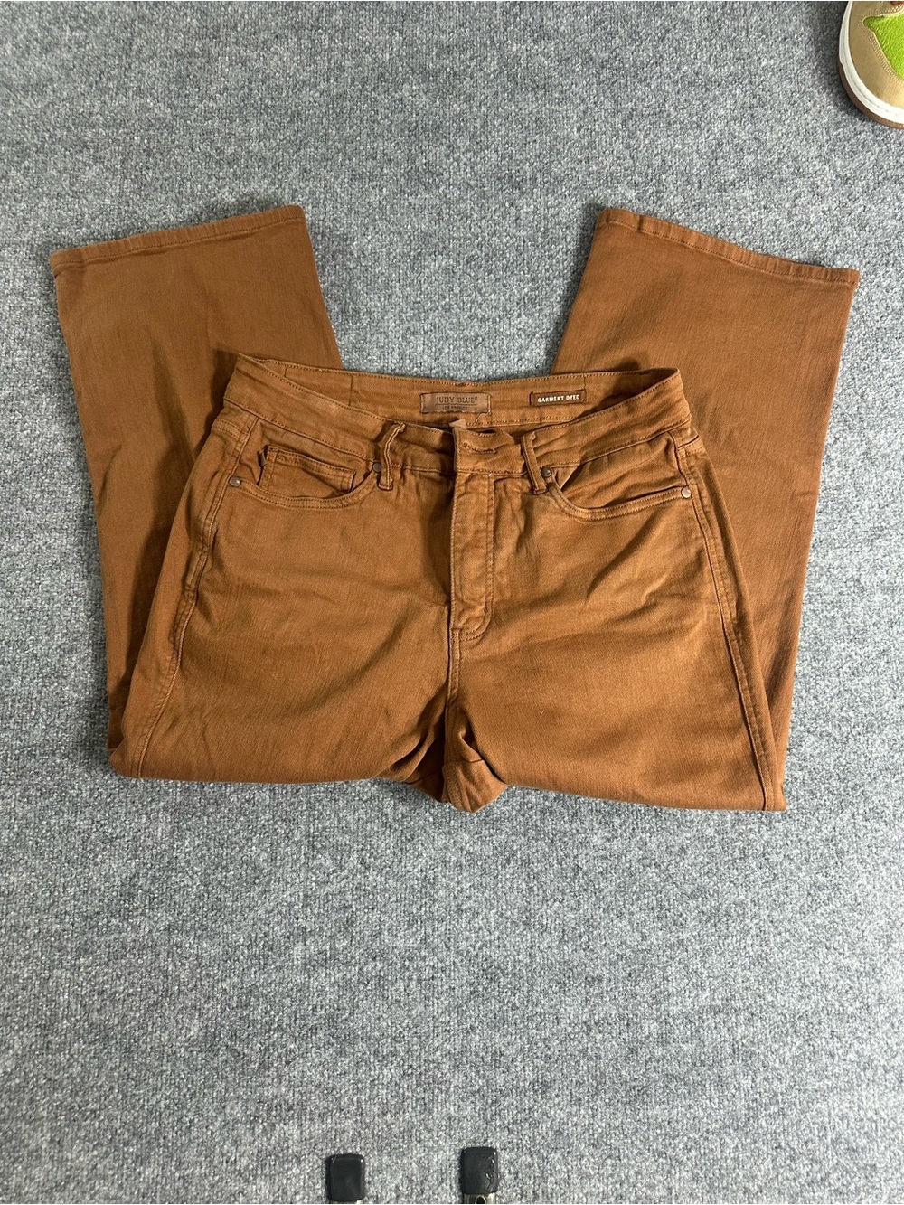 Judy Blue Wide Leg High Rise Pants in Rust Brown
